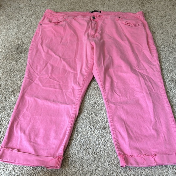 Kut From The Kloth Pink Catherine Crop Straight Leg Denim Size 28W - Picture 2 of 8